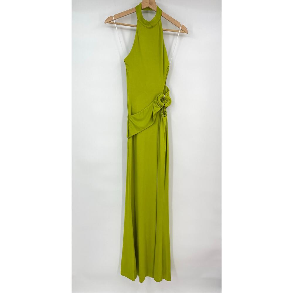NBD | NWT The Evanna Gown in Green Chartreuse Belted Jersey Maxi Dress XXS - Picture 2 of 16